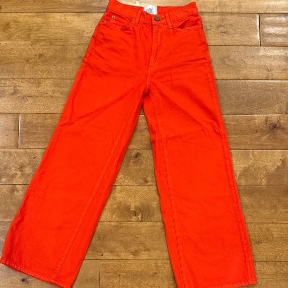 Bright Orange Wide-Leg Jeans - Picture 1 of 5